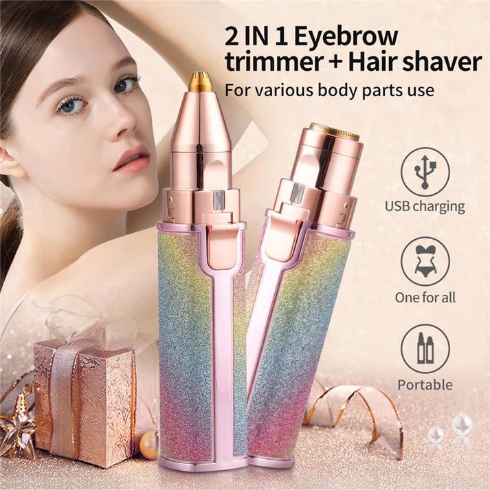 2‑in‑1 Rechargeable Painless Eyebrow & Facial Hair Remover